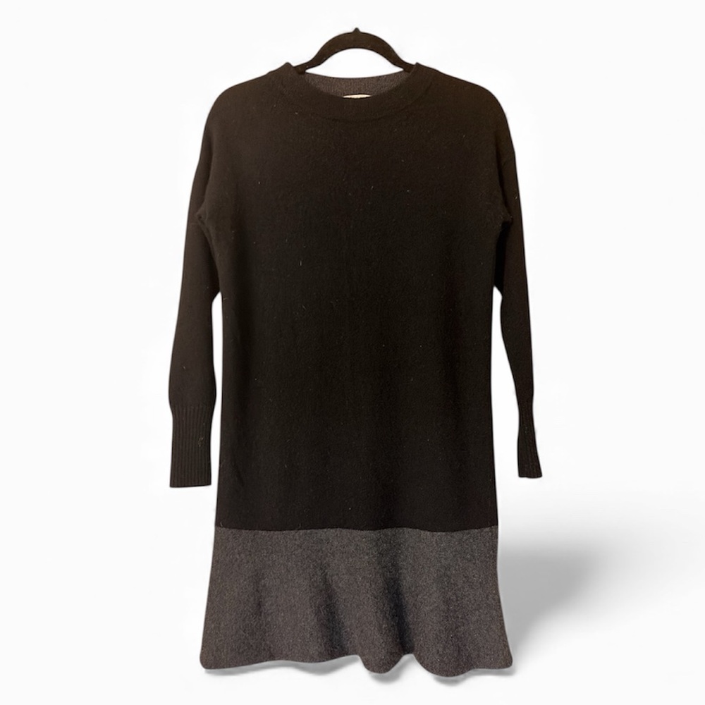 White + Warren black and gray cashmere sweater dress